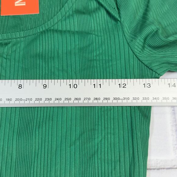 Intempo Ribbed Long Sleeve Cutout Cropped Top Green Women's Size Small - Picture 4 of 9